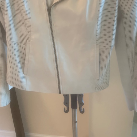 H by Halston Gray Moto Leather Jacket sz 8 - Picture 4 of 8